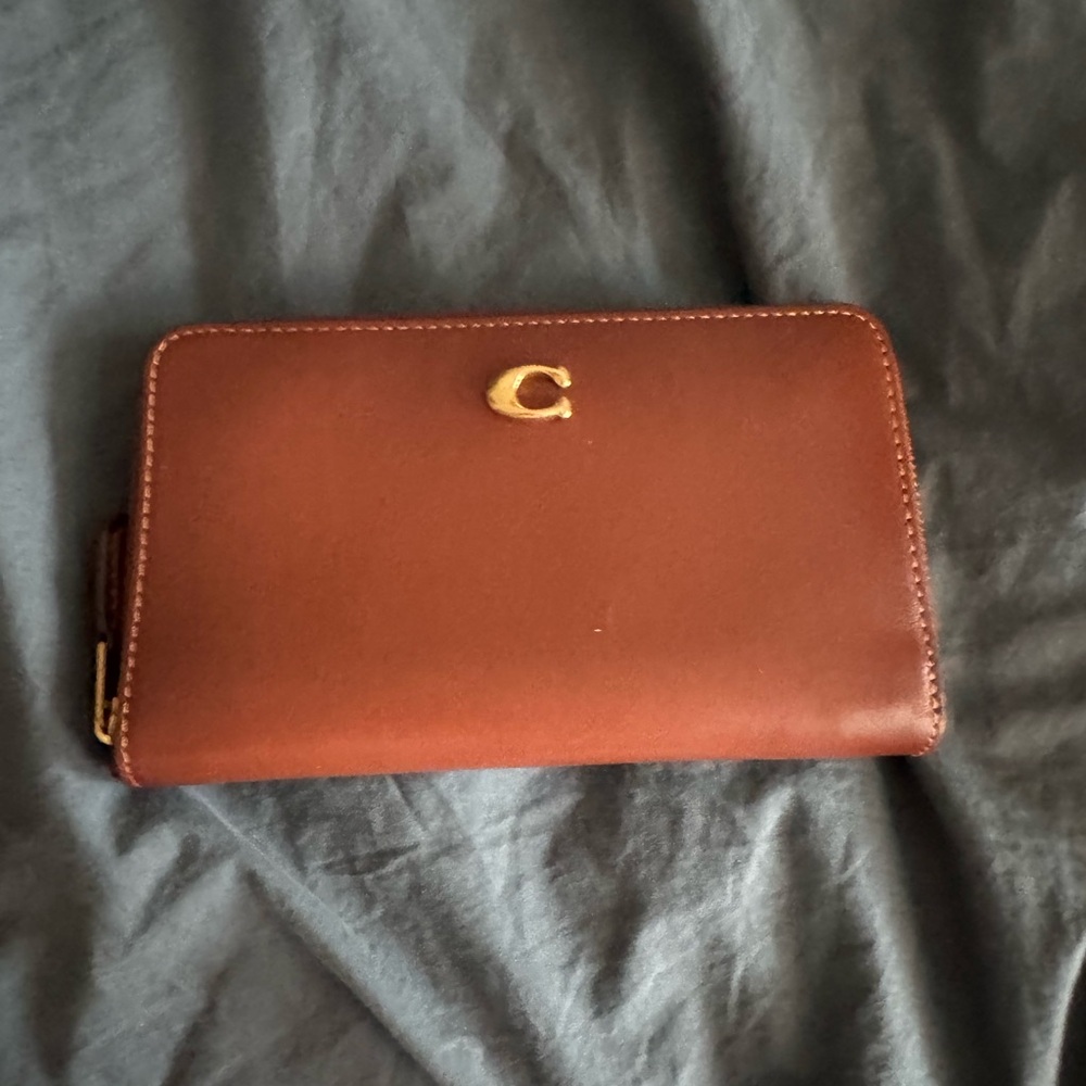 Coach Brown Wallet with Gold Accent